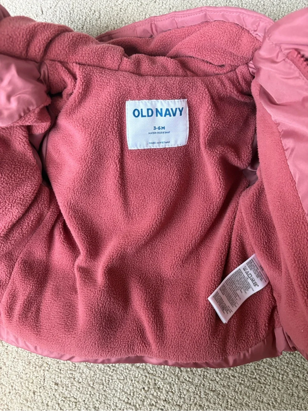 Baby Puffer Jacket in Dusty Rose - Cozy Hooded Winter Coat